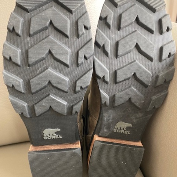 SOREL genuine leather Ladies US 8 ankle boots taupe khaki green hue waterproof - Picture 11 of 16